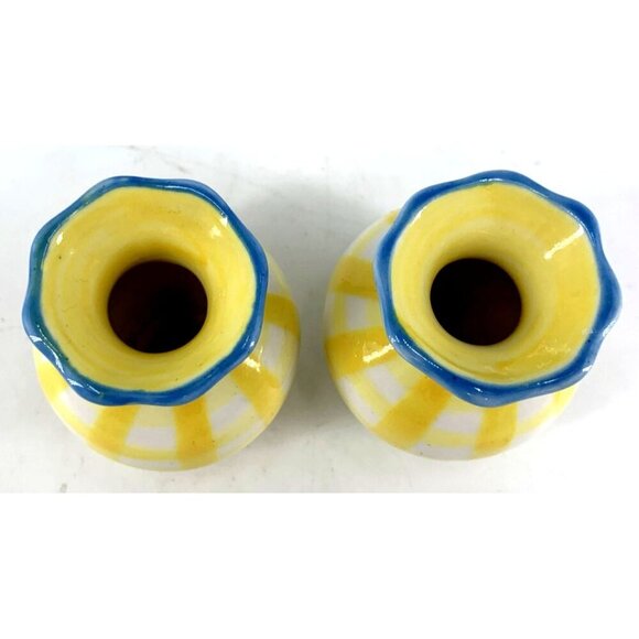 Kimberly Hodges Mini Vases Hallmark Lot of 2 Yellow Blue Porcelain 2.5" Vtg - Picture 6 of 7